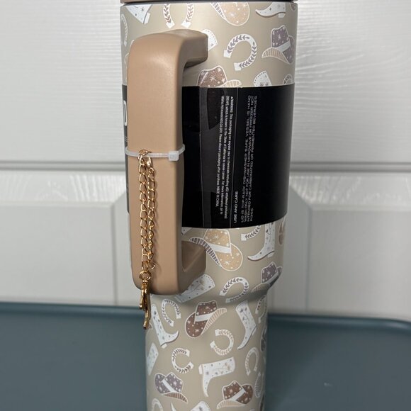 Steve Madden 40oz Insulated Stainless Steel Tumbler Western Theme Cup w/ Handle - Picture 2 of 7